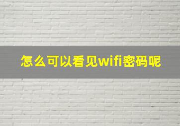 怎么可以看见wifi密码呢