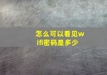 怎么可以看见wifi密码是多少