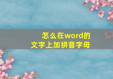 怎么在word的文字上加拼音字母