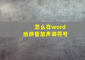 怎么在word给拼音加声调符号