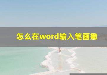 怎么在word输入笔画撇