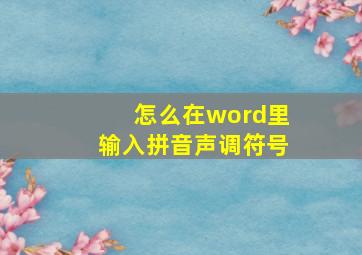 怎么在word里输入拼音声调符号