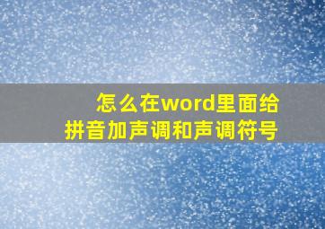 怎么在word里面给拼音加声调和声调符号