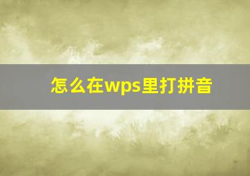 怎么在wps里打拼音