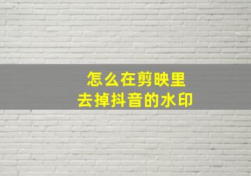 怎么在剪映里去掉抖音的水印