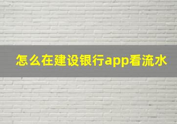 怎么在建设银行app看流水