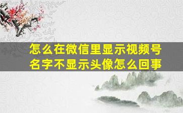 怎么在微信里显示视频号名字不显示头像怎么回事