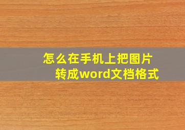 怎么在手机上把图片转成word文档格式