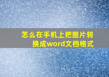 怎么在手机上把图片转换成word文档格式