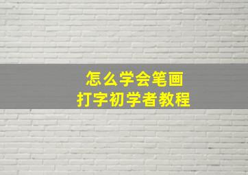 怎么学会笔画打字初学者教程