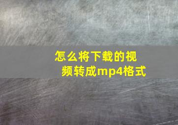 怎么将下载的视频转成mp4格式