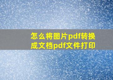 怎么将图片pdf转换成文档pdf文件打印