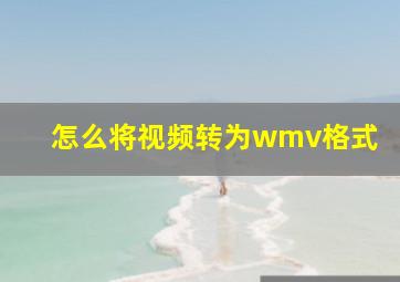 怎么将视频转为wmv格式