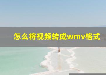 怎么将视频转成wmv格式