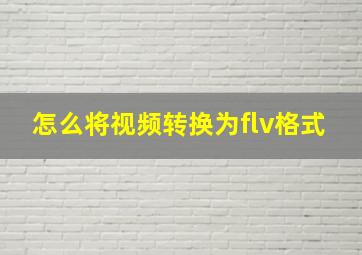 怎么将视频转换为flv格式