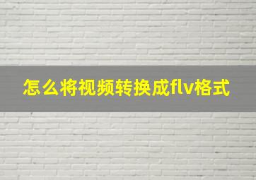 怎么将视频转换成flv格式