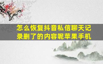 怎么恢复抖音私信聊天记录删了的内容呢苹果手机