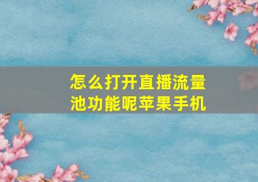 怎么打开直播流量池功能呢苹果手机