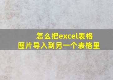 怎么把excel表格图片导入到另一个表格里