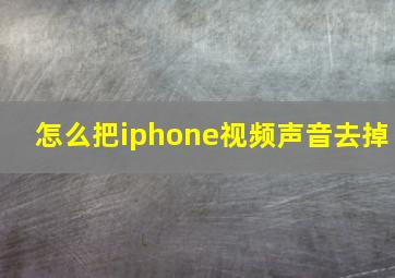 怎么把iphone视频声音去掉