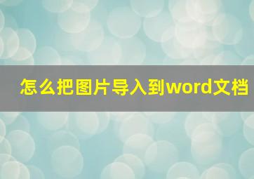 怎么把图片导入到word文档