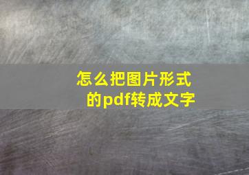 怎么把图片形式的pdf转成文字