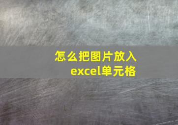 怎么把图片放入excel单元格