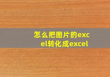 怎么把图片的excel转化成excel