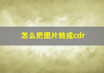 怎么把图片转成cdr