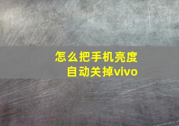 怎么把手机亮度自动关掉vivo