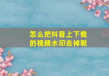 怎么把抖音上下载的视频水印去掉呢