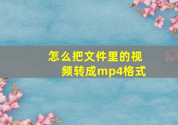 怎么把文件里的视频转成mp4格式