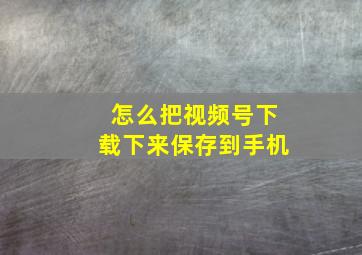 怎么把视频号下载下来保存到手机