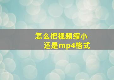 怎么把视频缩小还是mp4格式