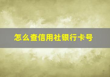 怎么查信用社银行卡号