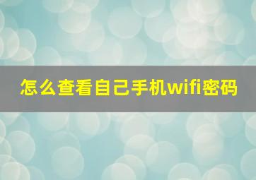 怎么查看自己手机wifi密码