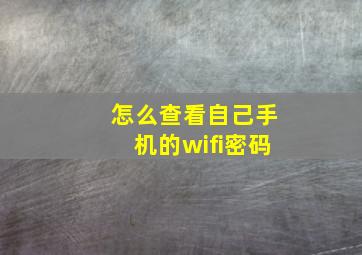 怎么查看自己手机的wifi密码