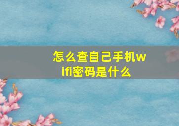 怎么查自己手机wifi密码是什么