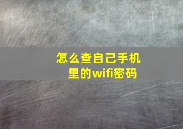 怎么查自己手机里的wifi密码