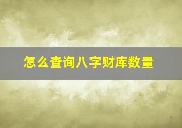 怎么查询八字财库数量