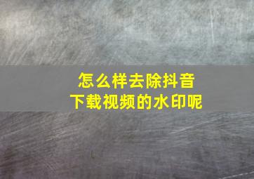 怎么样去除抖音下载视频的水印呢