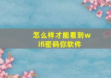 怎么样才能看到wifi密码你软件