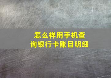 怎么样用手机查询银行卡账目明细