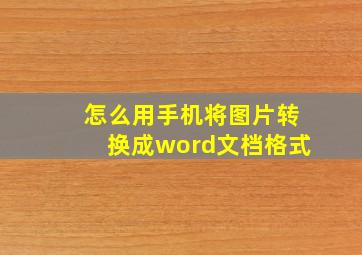 怎么用手机将图片转换成word文档格式