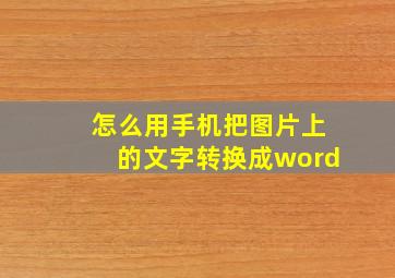 怎么用手机把图片上的文字转换成word