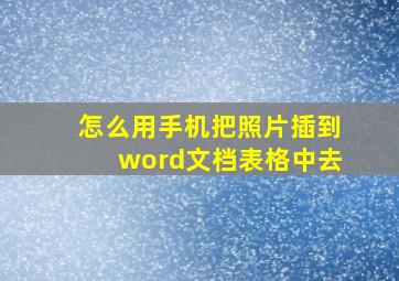 怎么用手机把照片插到word文档表格中去