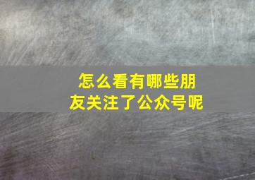 怎么看有哪些朋友关注了公众号呢