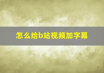 怎么给b站视频加字幕