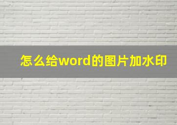 怎么给word的图片加水印