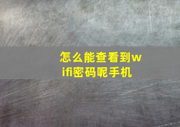 怎么能查看到wifi密码呢手机